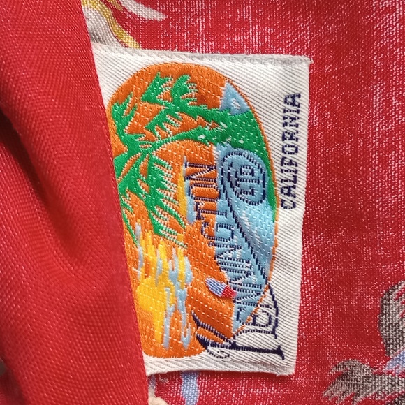 Vintage Kennington California Hawaiian Button Up Shirt Red & Blue Mens Large - Picture 8 of 10